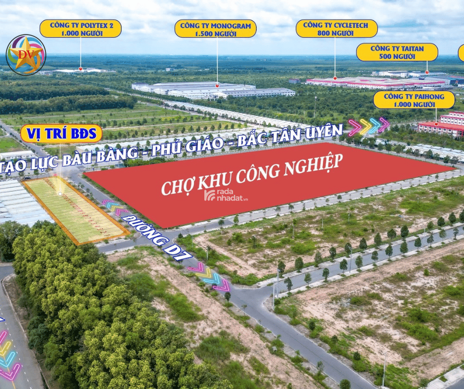 Mặt tiền đường D7 Trung tâm KCN Bàu Bàng