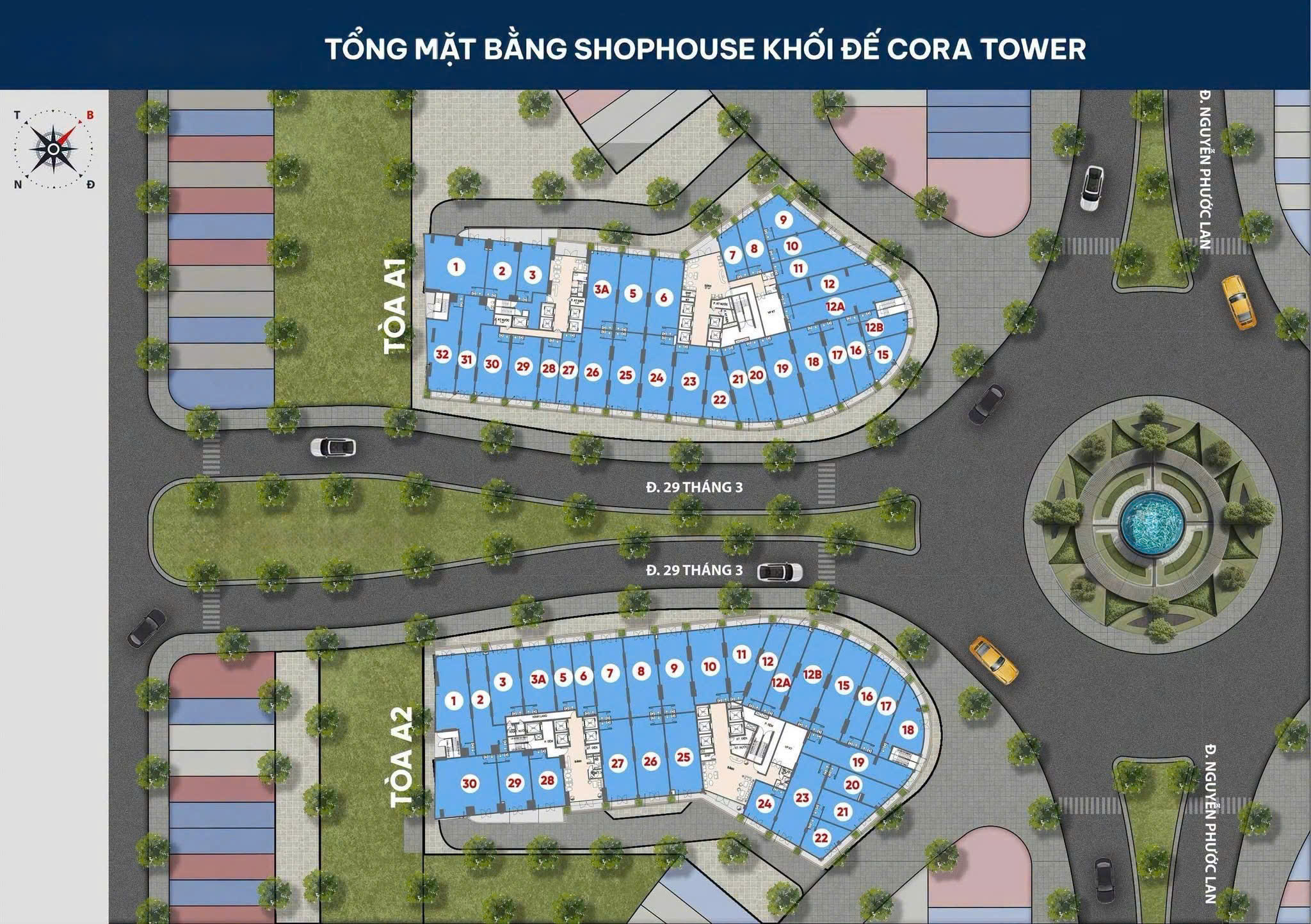 Shop khối đế sun cora 4,1 tỷ căn góc sảnh lễ tân