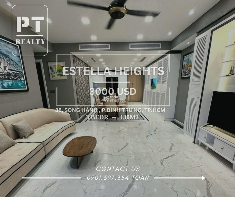 Cho thuê nhanh , Estella Heights 3PN, 130m2 