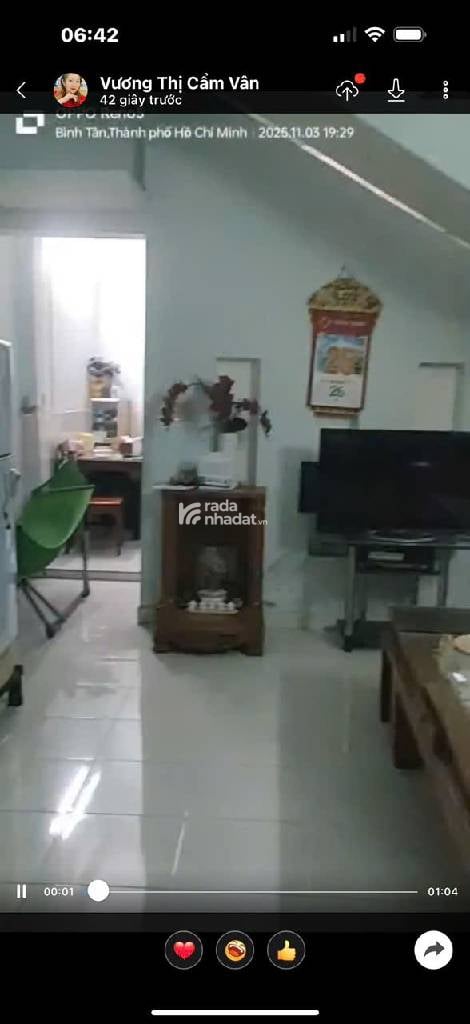 BÁN NHÀ NGUYỄN QUÝ YÊM 54M2 4.X TỶ 4.4X12M HẺM XE TẢI BÌNH TÂN GIÁP QUẬN 6