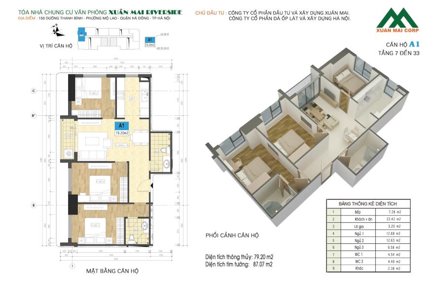 BÁN CĂN HỘ GÓC - TÌM CHỦ MỚI CHO CĂN 81M2 ĐẸP NHẤT XUÂN MAI RIVERSIDE - MUA LÀ Ở NGAY