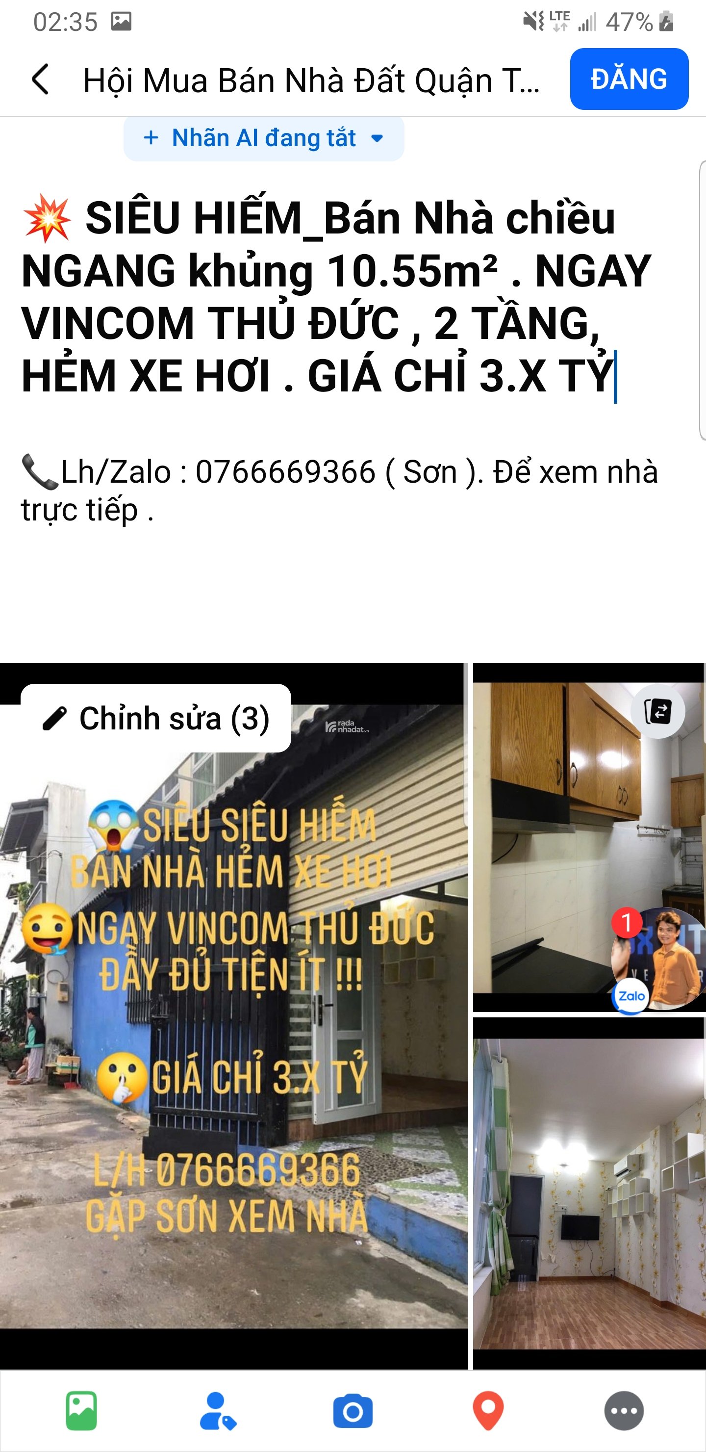  SIÊU HIẾM_Bán Nhà NGANG khủng 10.55m2 . NGAY VINCOM THỦ ĐỨC , 2 TẦNG,HẺM XE HƠI .GIÁ CHỈ 3.X Tỷ
