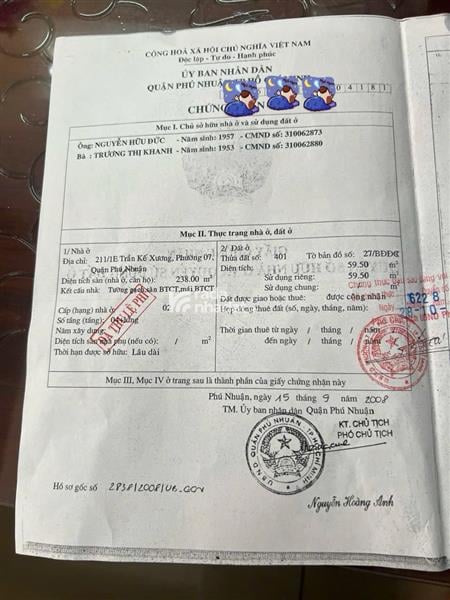 Bán nhà Phú Nhuận , 5 tầng 60m2 hẻm thông , gần Mặt tiền Phan Đăng Lưu