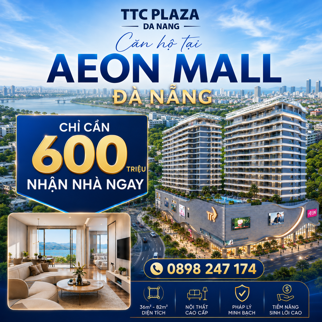 Căn hộ tại AEON Mall Đà Nẵng: Chỉ cần 600 triệu (20%) nhận nhà ngay