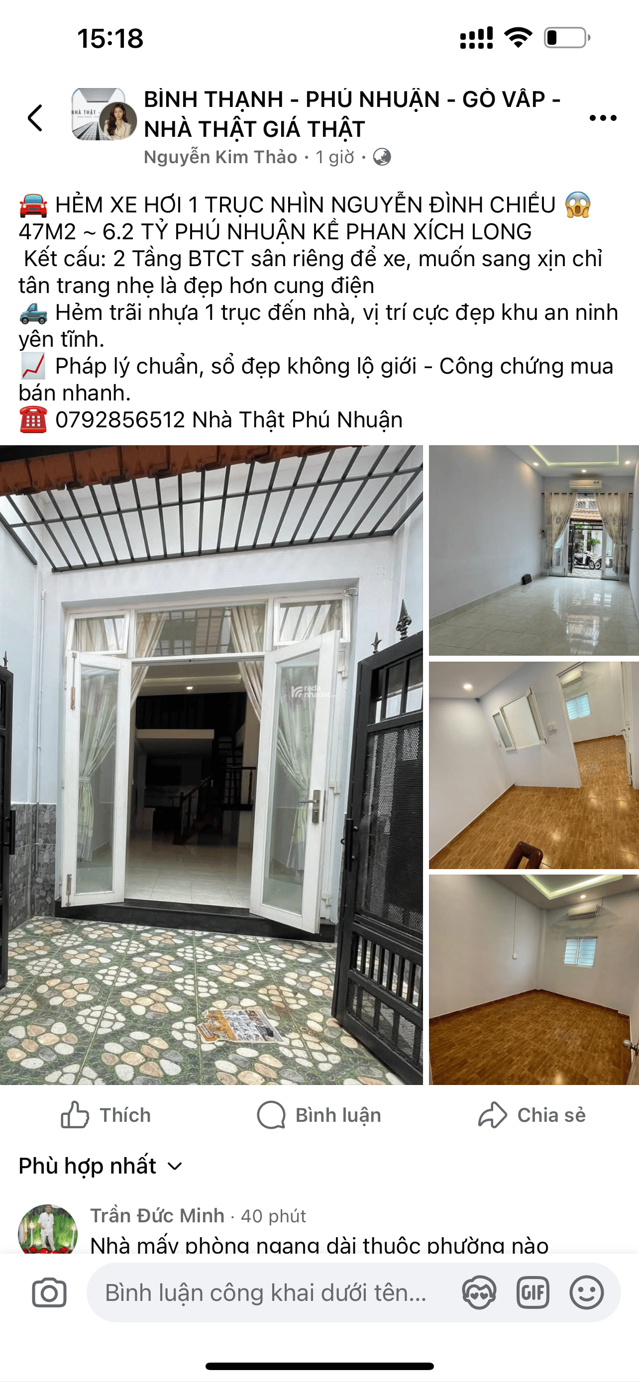 HẺM XE HƠI 1 TRỤC NHÌN NGUYỄN ĐÌNH CHIỂU 47M2  6.2 TỶ PHÚ NHUẬN