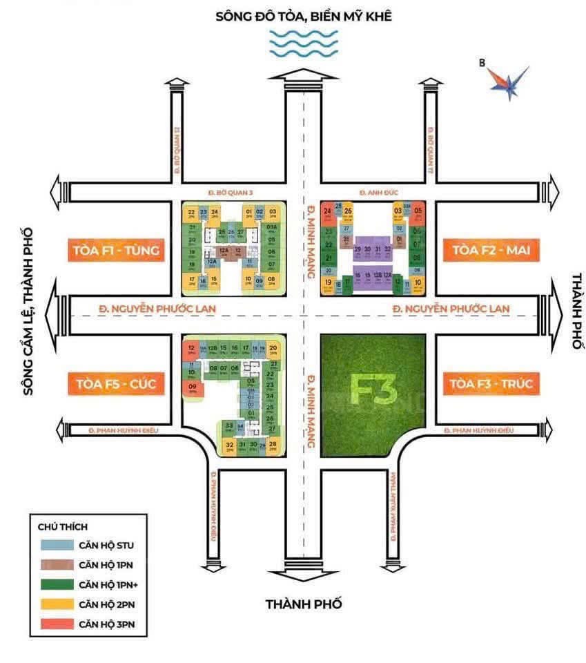 QUỸ CĂN F5 SUN FOURS - TỪ 2.X TỶ /1BR1 / THANH TOÁN GIÃN TIẾN ĐỘ 48 THÁNG