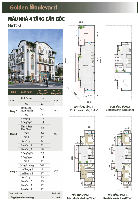 Bán phố ở kết hợp kinh doanh diện tích 125m2, 2 mặt tiền đường 40m, giá chỉ 4.2 tỷ