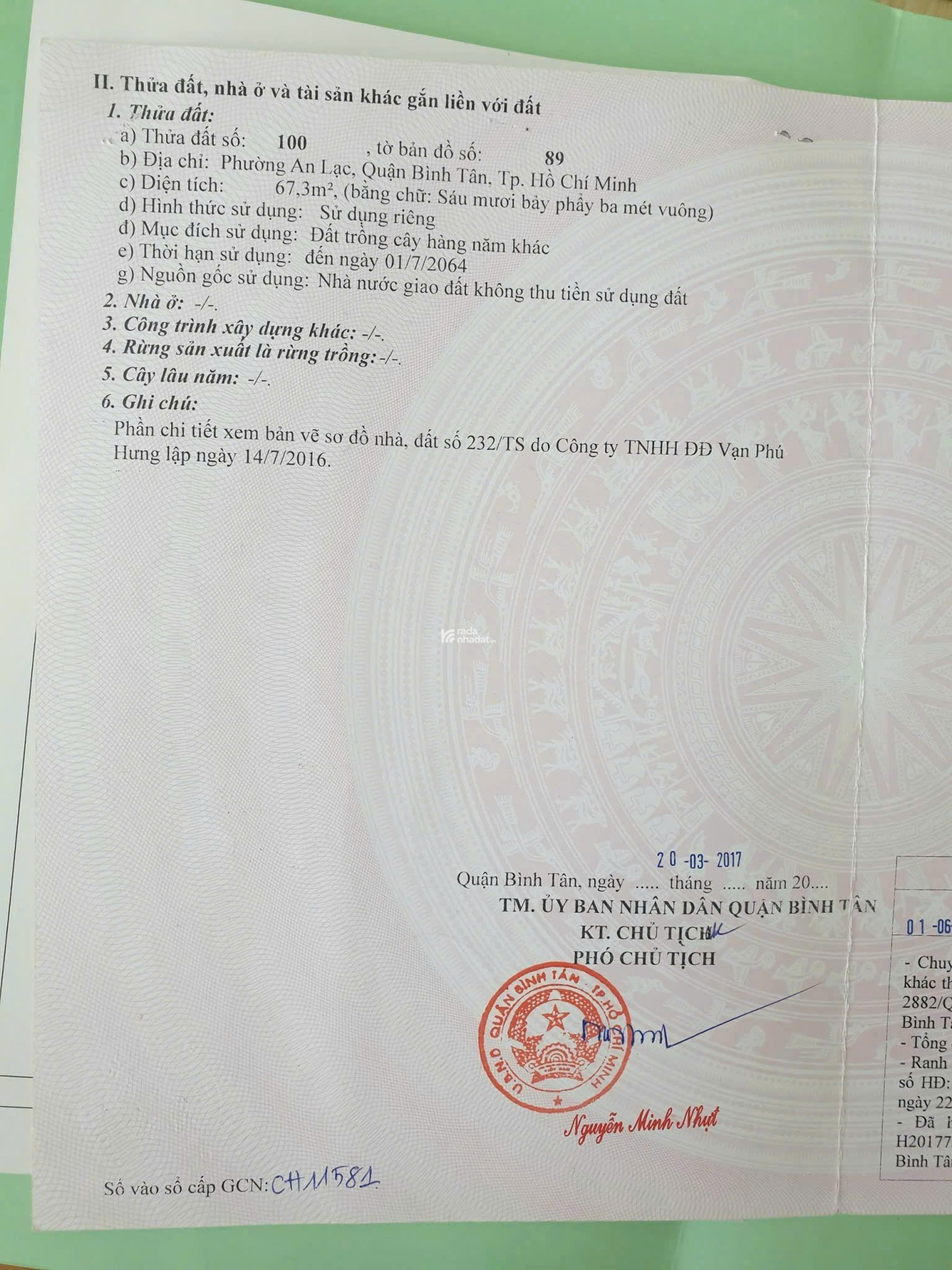 Đất full thổ cư An Lạc Bình Tân TPHCM. 68 m2 ngang 4 dài 17 hẻm xe hơi, giá rẻ 4.3 tỷ