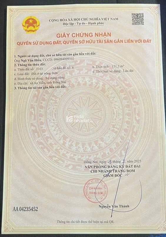 Sốc ! Bán thu hồi vốn nền 151,2m2 ngay trục đường Bắc Sơn - Long Thành , giá chỉ 2 tỷ 479