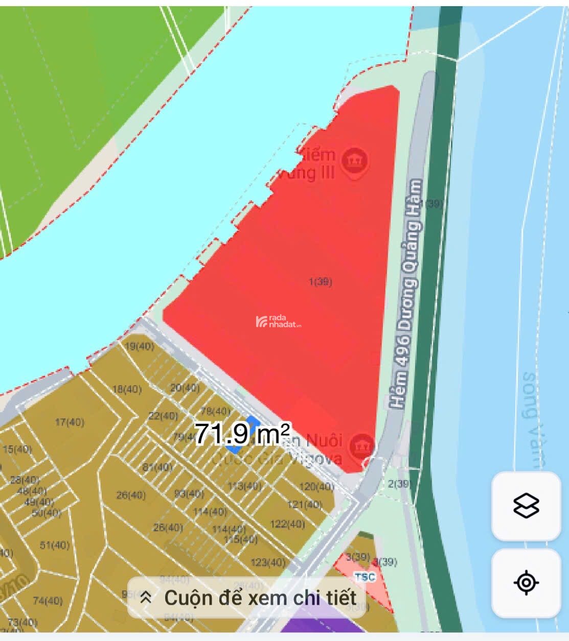 LÔ ĐẤT MẶT TIỀN VIEW SÔNG VÀM THUẬT "Tựa Sơn Hướng Thuỷ"-4,5x17m CN 72m2-Giá nhỉnh 10 tỷ