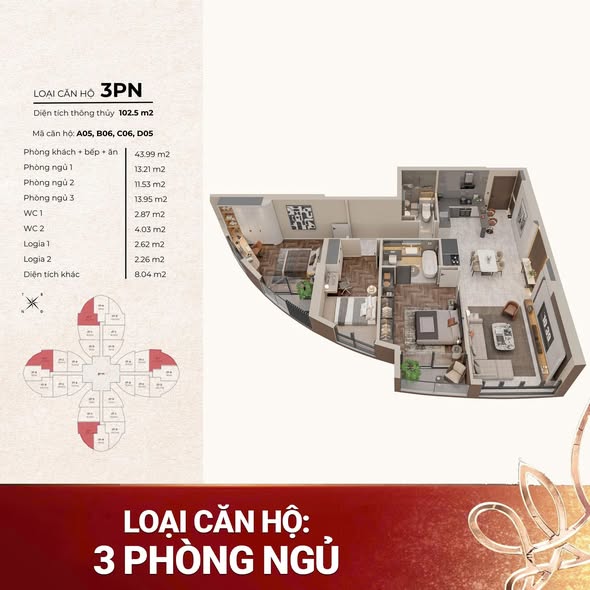 Mua căn hộ 3PN 102.5m2 dự án The Queen 360 Giải Phóng, Hà Nội