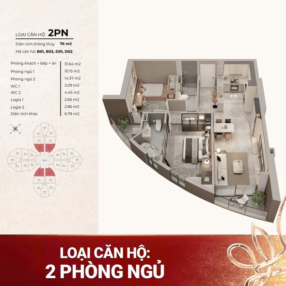 Mua căn hộ 3PN 102.5m2 dự án The Queen 360 Giải Phóng, Hà Nội