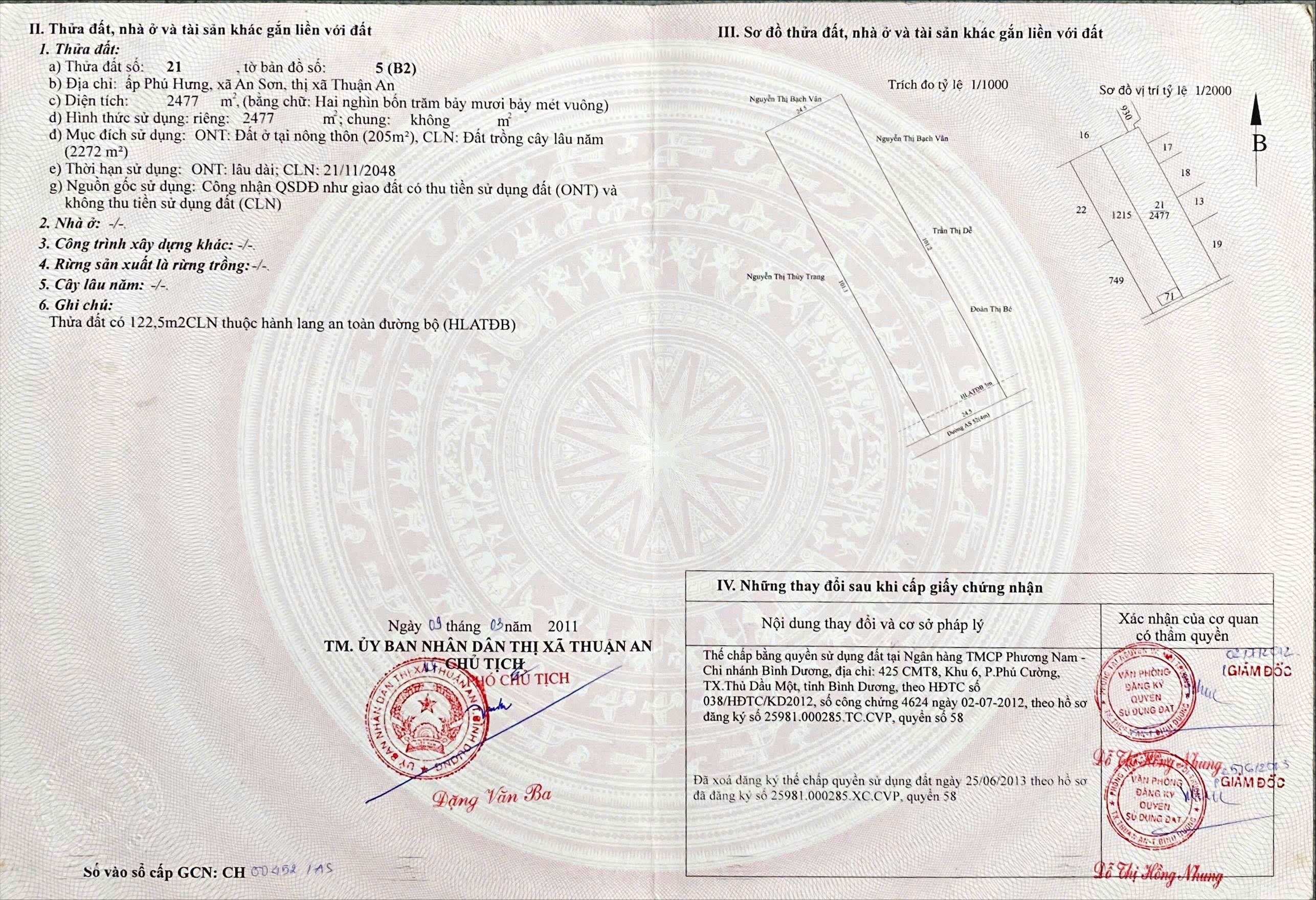 Bán đất tại Đường An Sơn 26, Xã An Sơn, Thuận An, Bình Dương, 33 tỷ, 2477m2