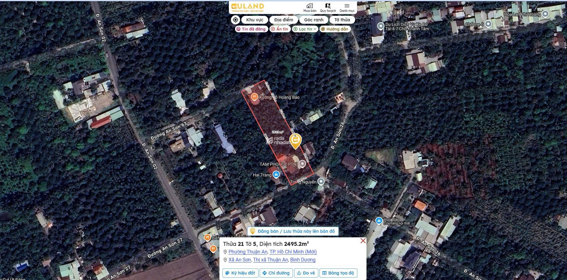 Bán đất tại Đường An Sơn 26, Xã An Sơn, Thuận An, Bình Dương, 33 tỷ, 2477m2