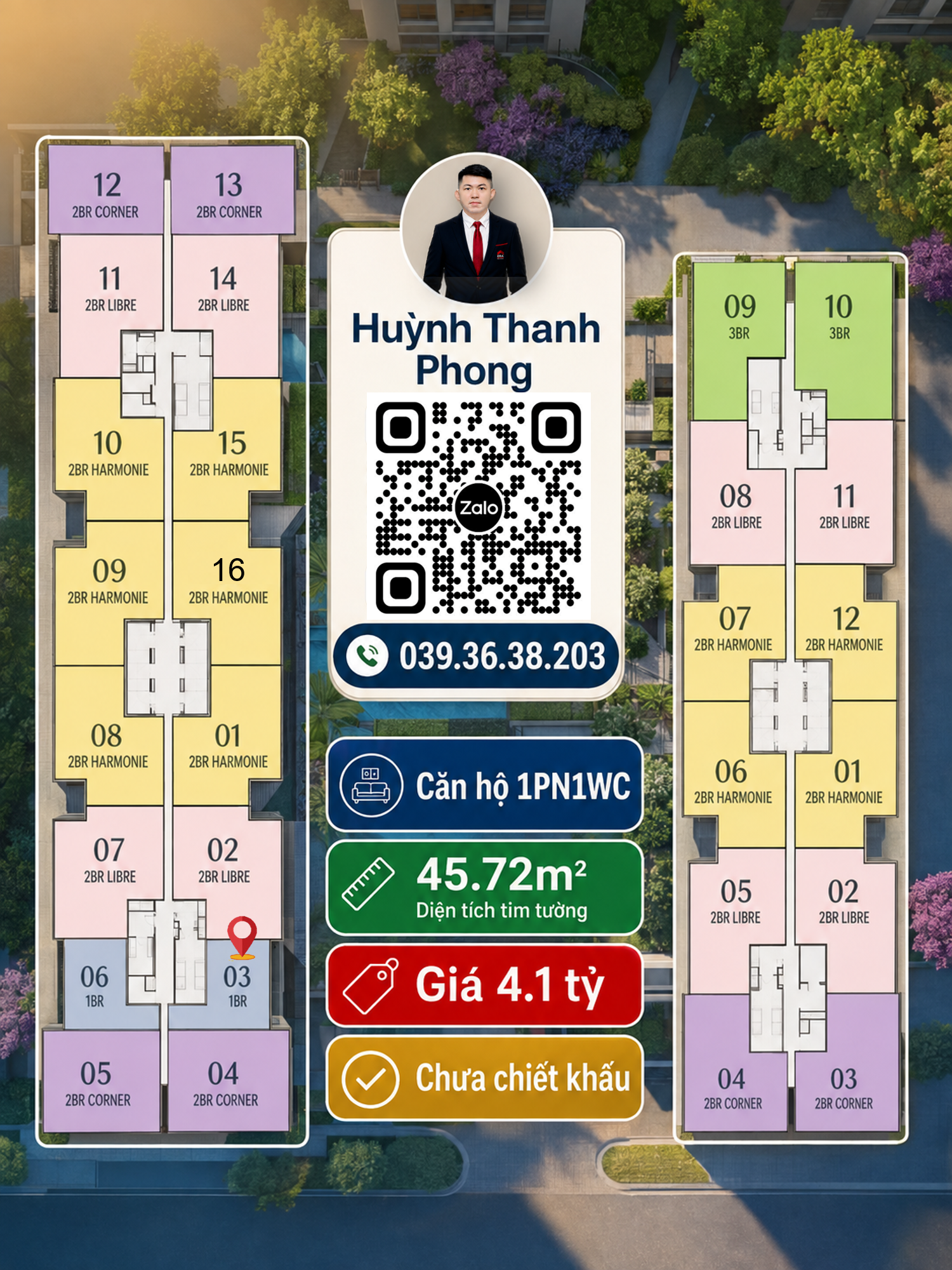 Chính thức 45.72m2 - Giá 4.1 tỷ còn chiết khấu 15% - 1PN1WC Arcadia