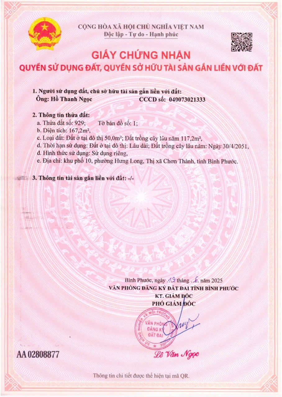 Duy nhất 1 lô tại chơn thành bình phước 170m2 vị trí bao đẹp 