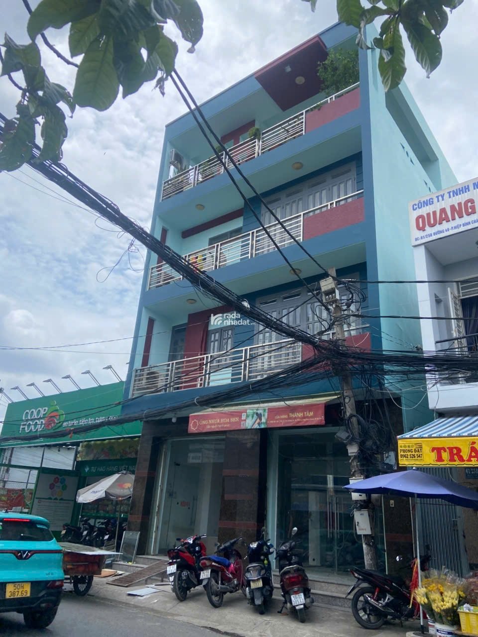 Cho thuê nhà nguyên căn mặt tiền đường số 48 Hiệp Bình Thủ Đức,8m x16m trệt 3 lầu,9P, 50TR