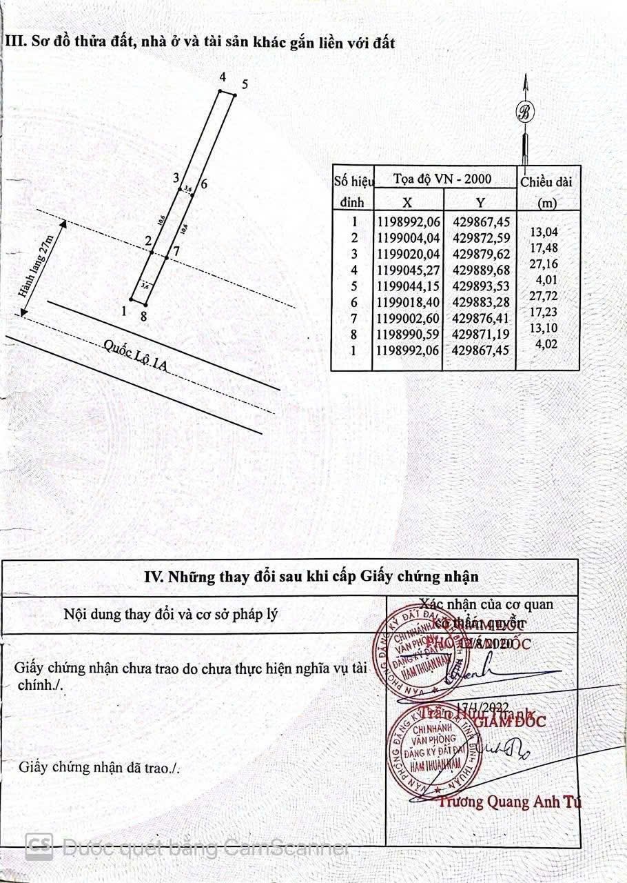 CẦN XỬ LÝ CÔNG VIỆC BÁN GẤP LÔ ĐẤT  NHÀ MẶT TIỀN QL1A - TRUNG TÂM THUẬN NAM