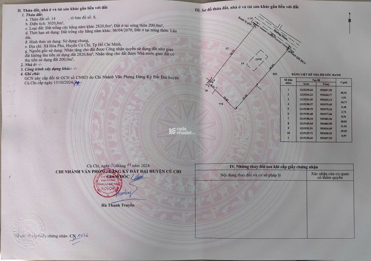 Chính chủ cần bán đất xã bình mỹ thích hợp xây dự án hay đầu tư lâu dài