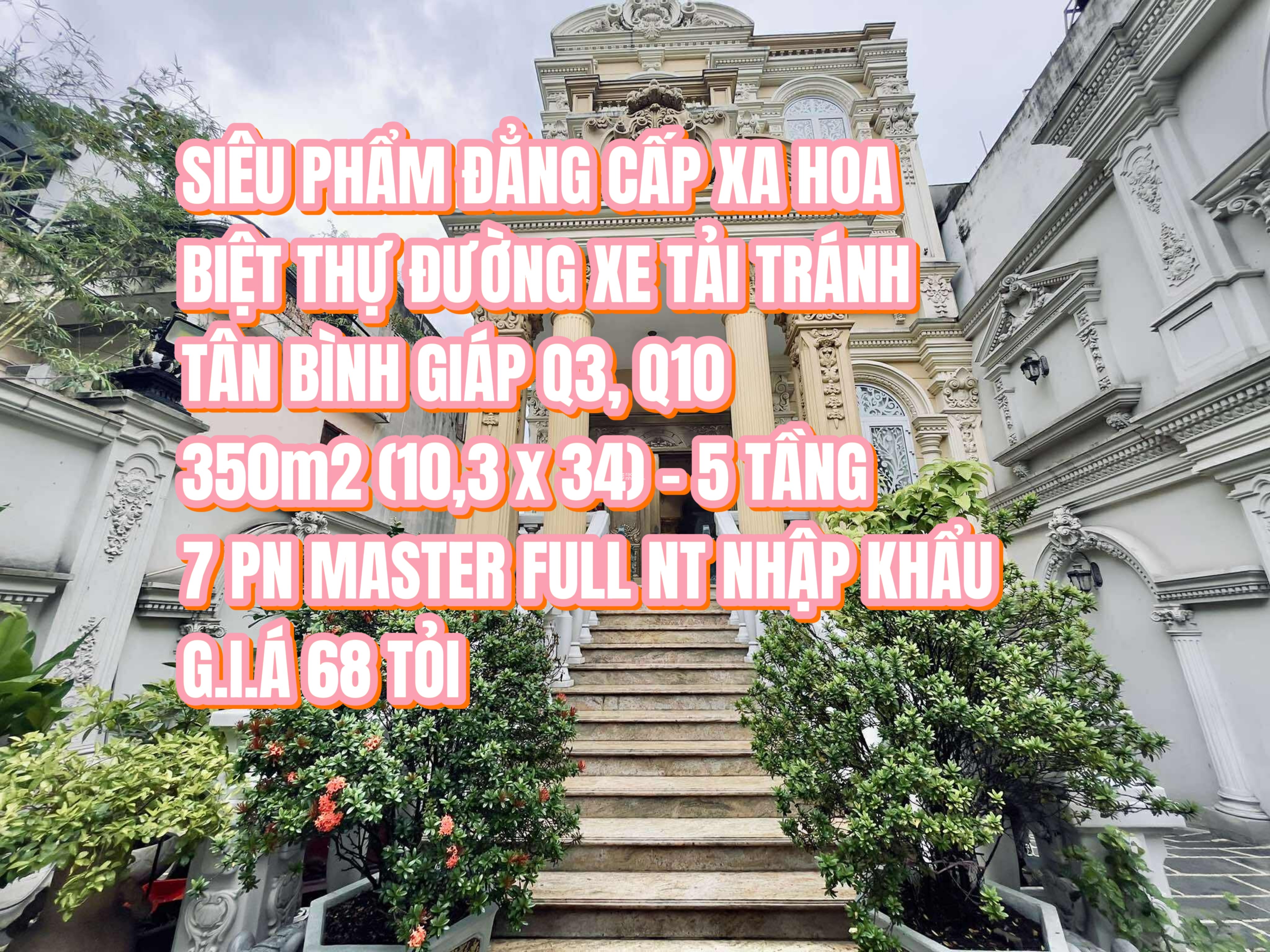 VILLA 5 TẦNG 2 MẶT TIỀN - GIÁP Q3 Q10 - 350m2 ĐƯỜNG 8m - GIÁ 68 TỶ