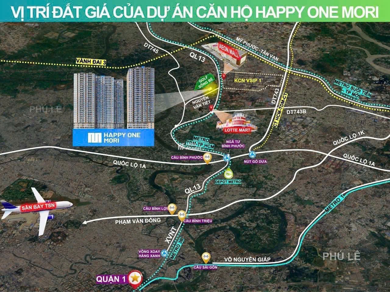 HAPPY ONE MORI, View Sân Golf, gần TTTM AEON, giá tốt đầu tư