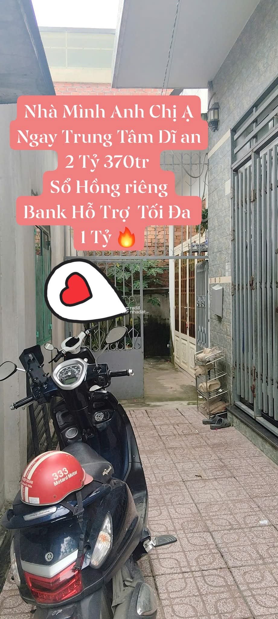 Bán Nhà Phạm Ngũ Lão , Dĩ an 60m2 , 1 Trệt 1 Gác Đúc , Ngang 5x13 Sổ riêng , Xe máy Chỉ 2 Tỷ 370tr