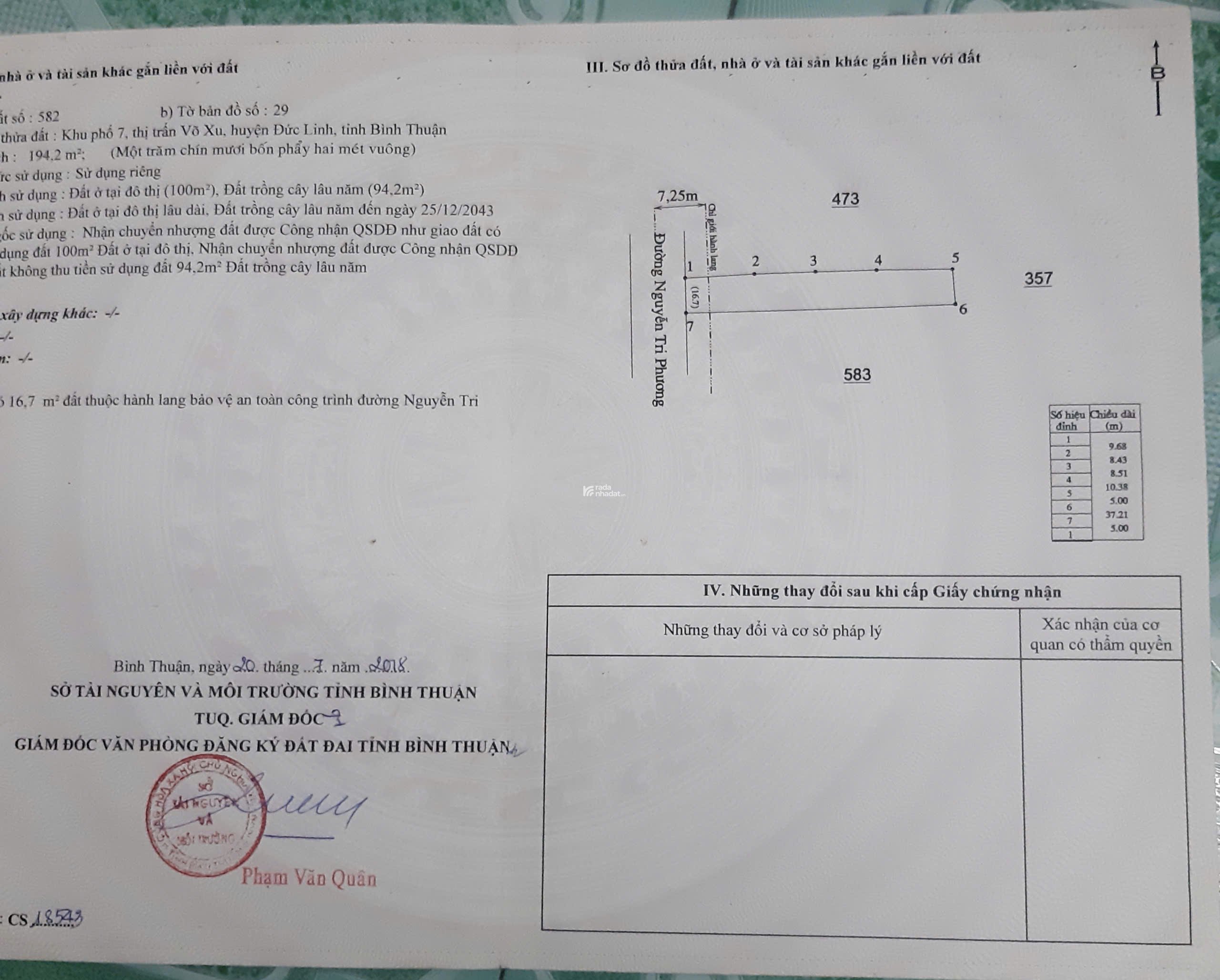 Cần bán đất mặt tiền 100m2 ODT đức linh bình thuận