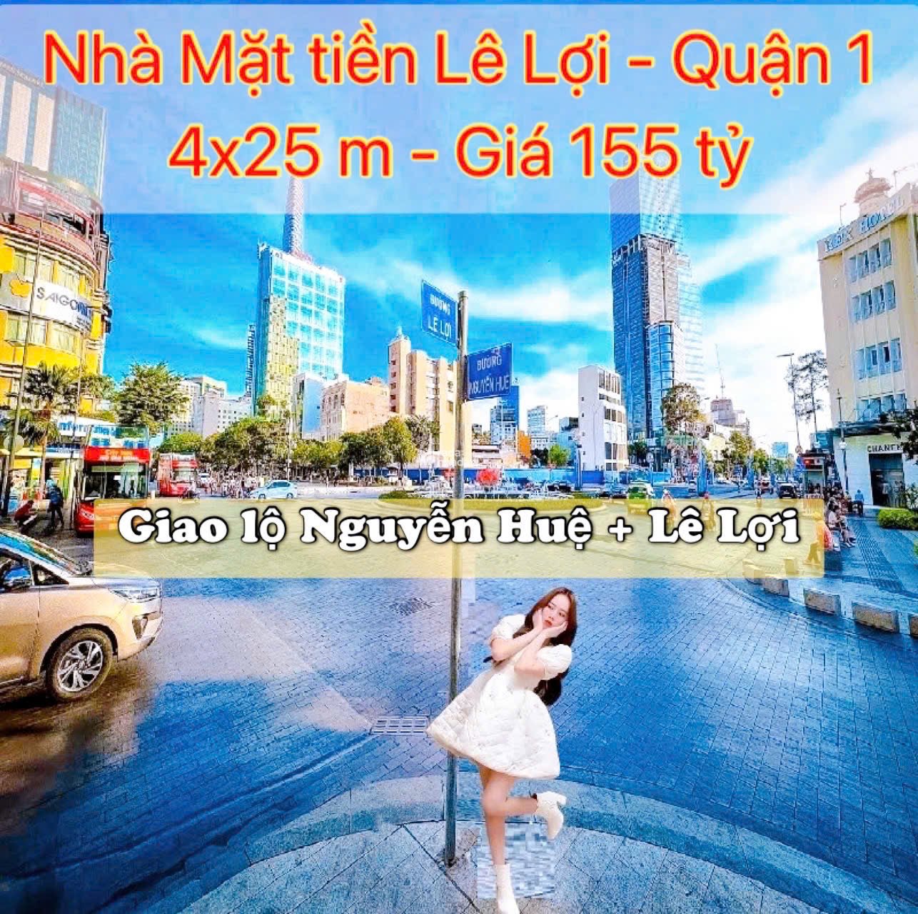 Bán gấp Vị trí siêu đắc địa Mặt tiền Lê Lợi, QUẬN 1, Thửa đất vuông vức 4x25 m, Giá 155 tỷ