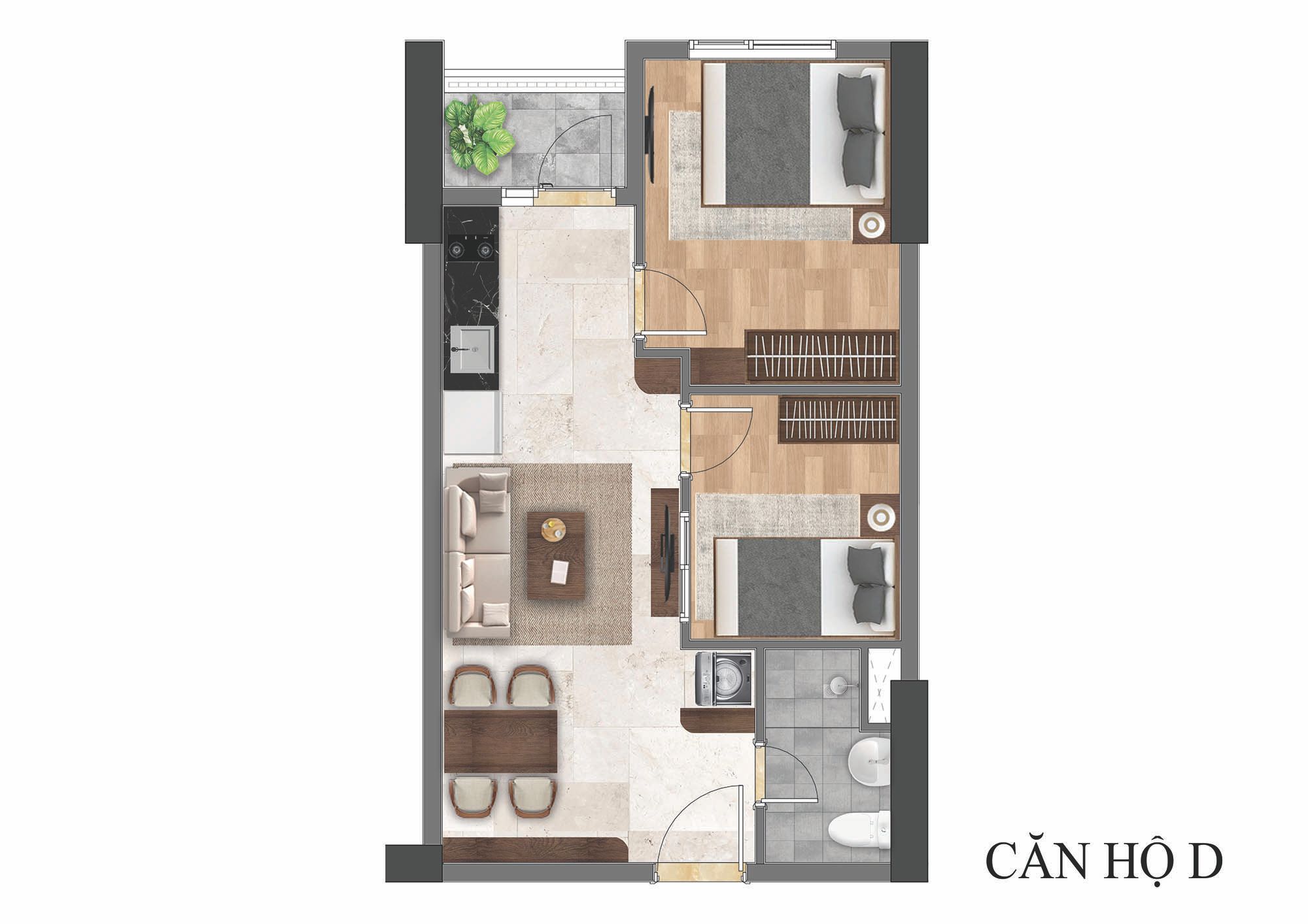 Thanh toán 25% sở hữu căn 2PN2WC 53m2 Bcons, nhận nhà 2027, bao chi phí, ngân hàng hỗ trợ vay