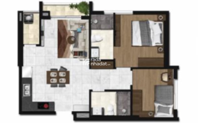 Căn hộ chung cư Asiana Capella Q6 67m2, 2PN, 2WC, 46tr/m2
