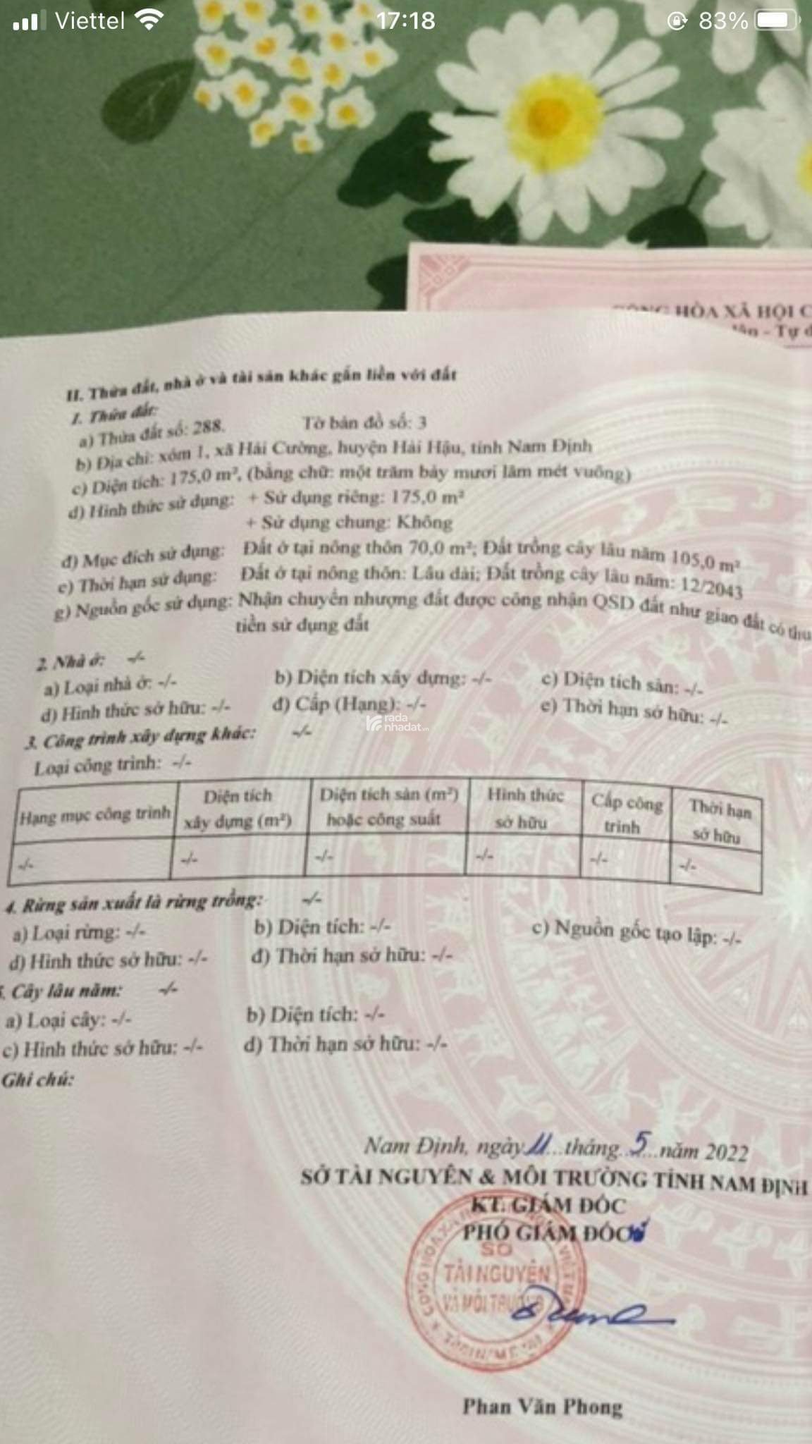 Cần tiền bán gấp lô đất mặt đường 488