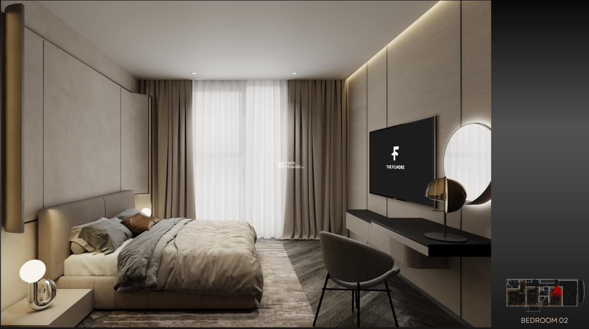 Cho thuê gấp CC mini The Filmore Da Nang, 28 triệu, 50m2, 1PN, 1WC, đầy đủ nội thất