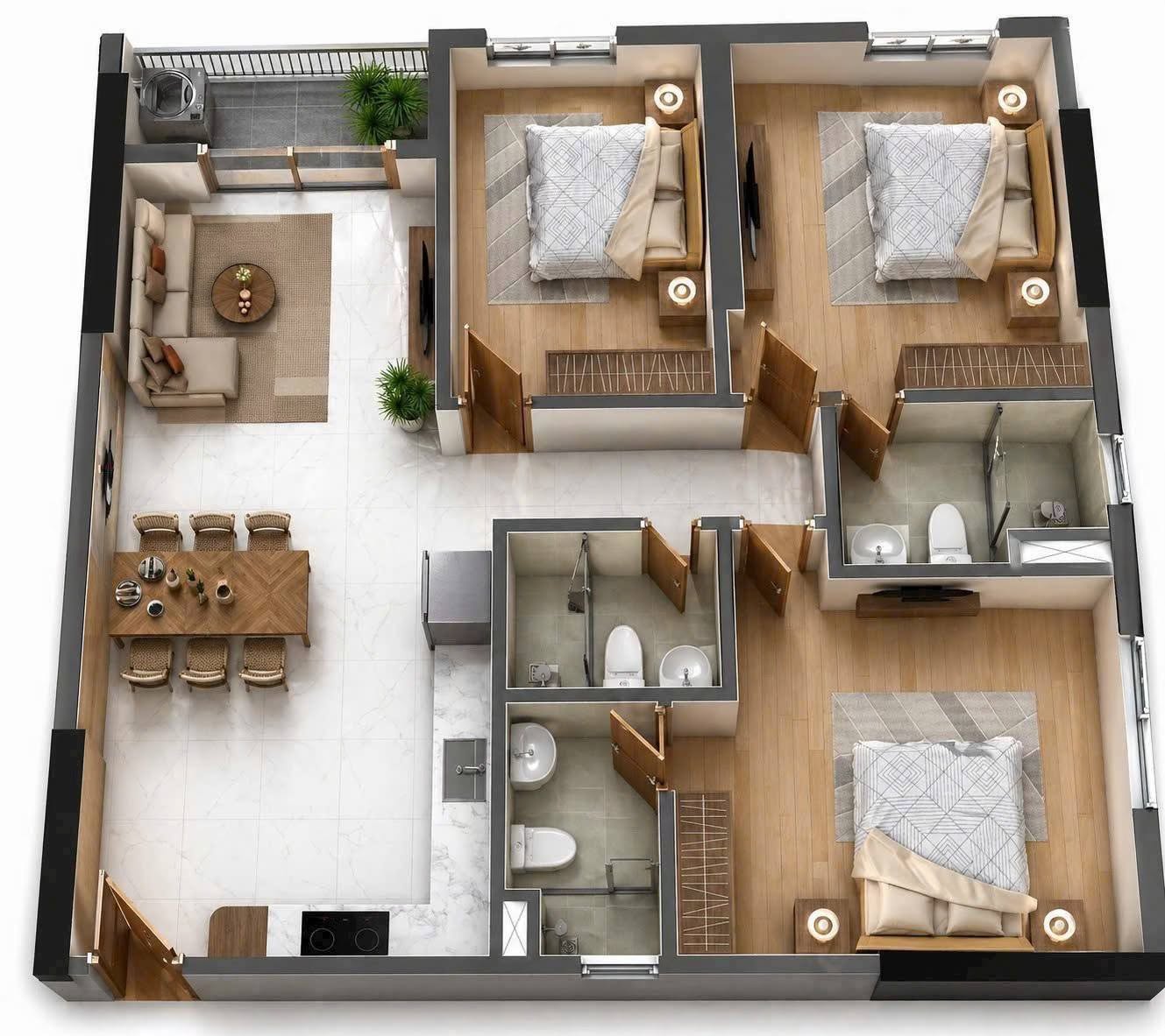 Căn góc 99m2-3PN3WC Bcons Newsky, CK 5.65% , Cam kết thuê 15 TR/Tháng, Metro 100m