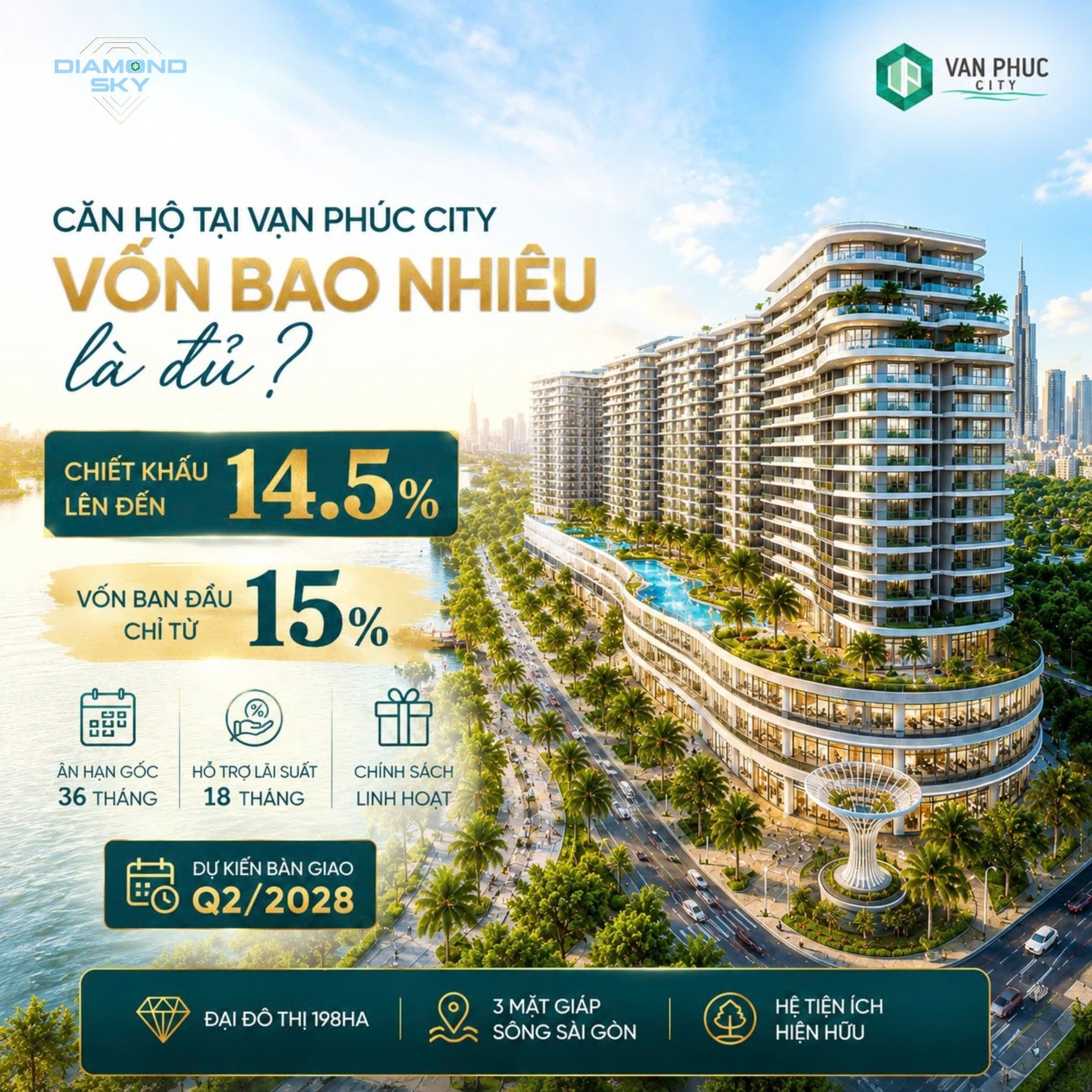 Bán căn hộ Diamond Sky, 8,2 tỷ, 70m2, 1PN, 1WC, nhà đẹp, pháp lý đầy đủ