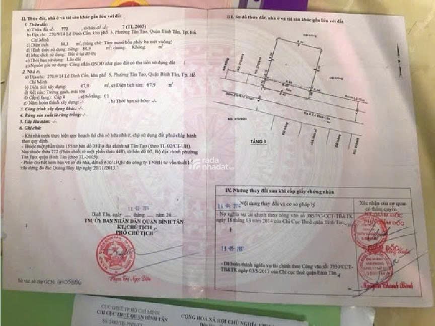 Bán nhà chính chủ gấp 270/9/14 Lê Đình Cẩn, Tân Tạo, Bình Tân