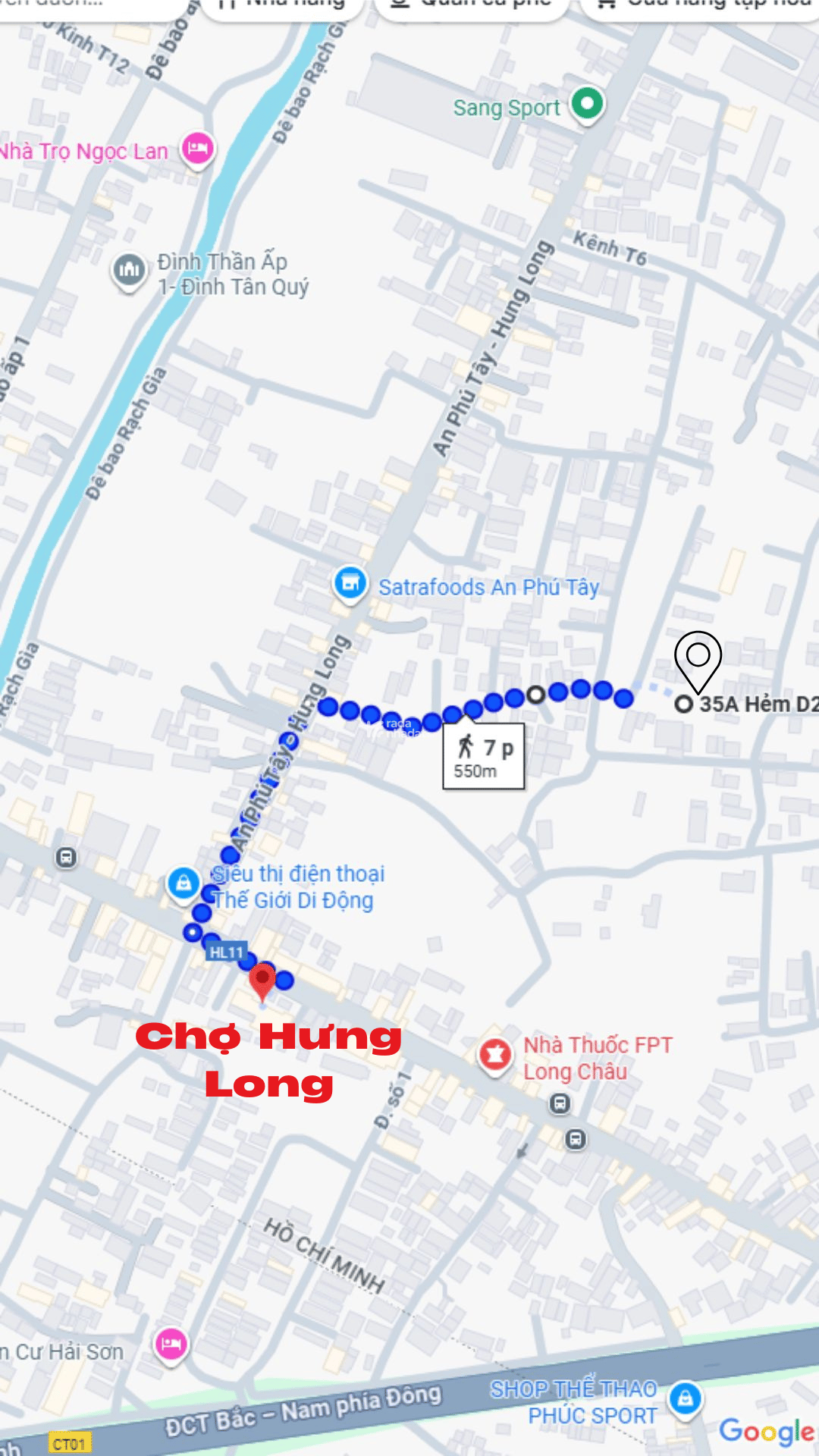 Cần tiền bán gấp lô đất 1260m2 Bình Chánh gần chợ Hưng Long