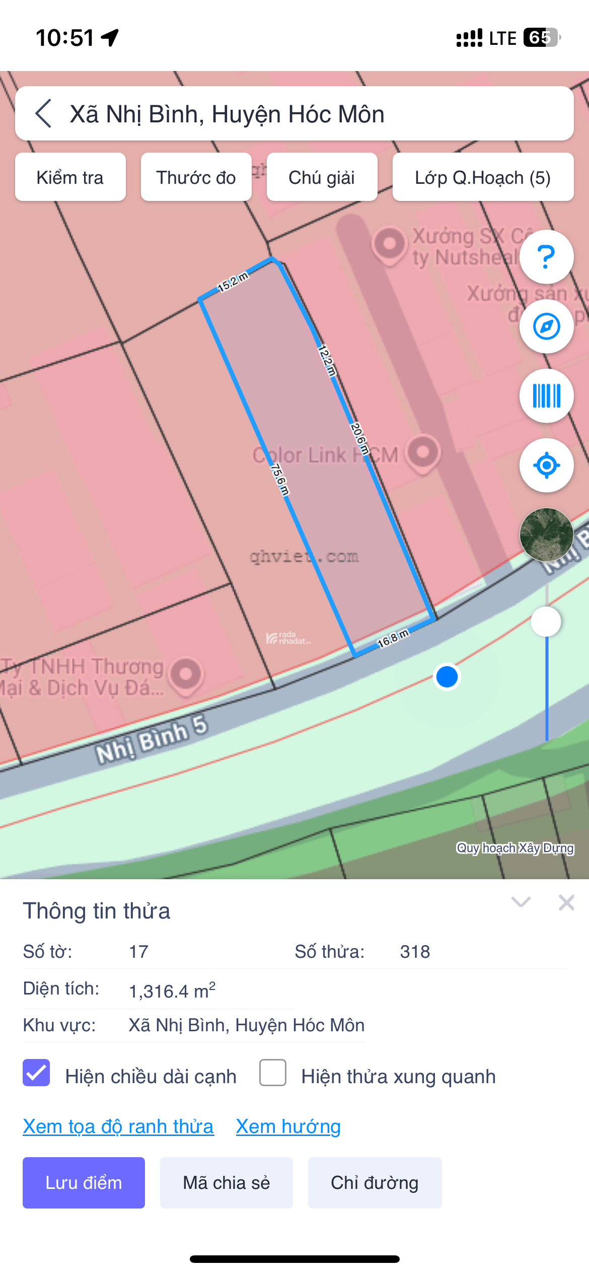 Bán 1316m2 đất đường nhựa Nhị Bình 5, xã Nhị Bình, Hóc Môn, 7.3 tỷ 