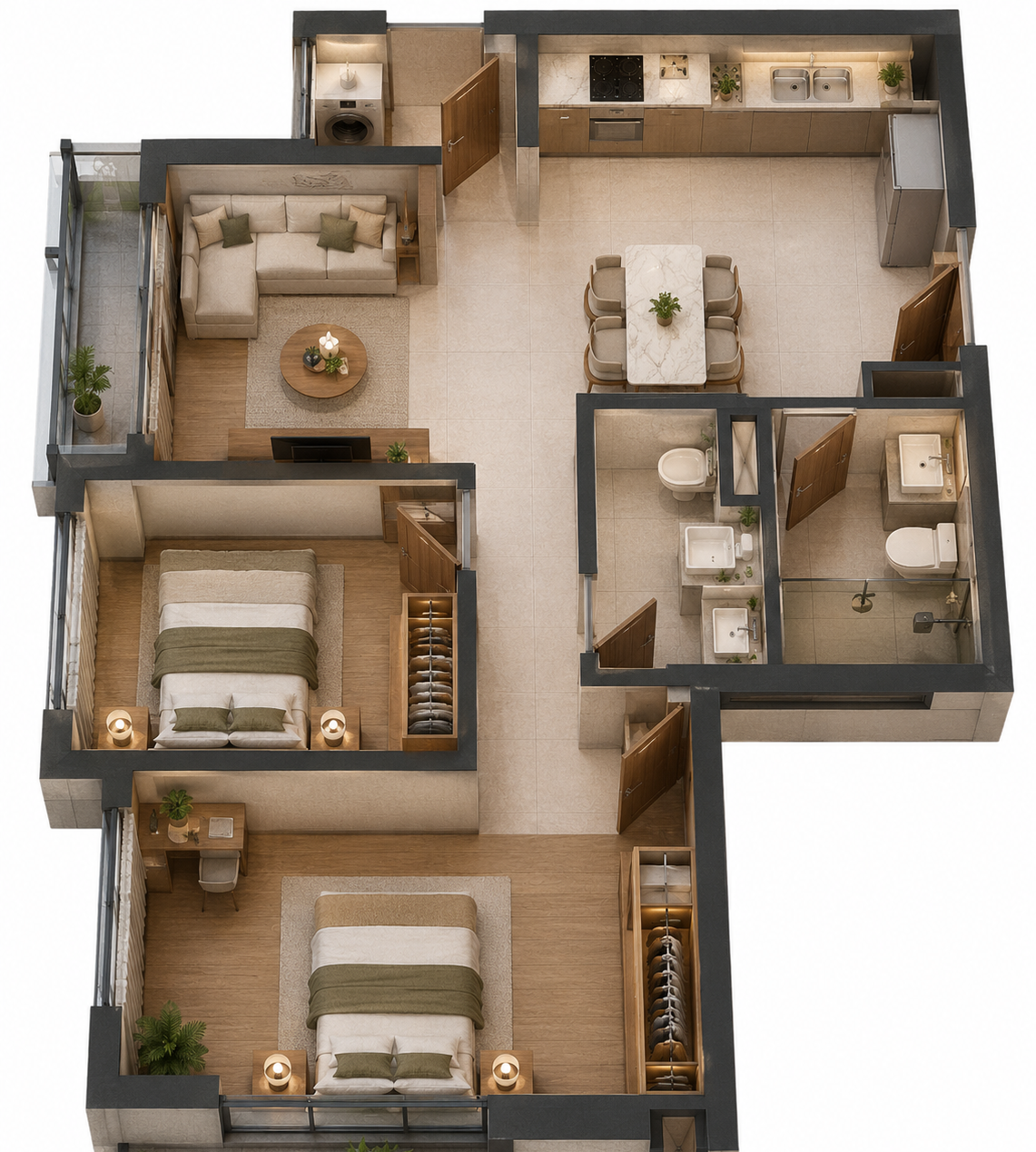 68m2 - Giá dự kiến 6.05tỷ chiết khấu 11% - Libre 2PN 2WC dự án Arcadia