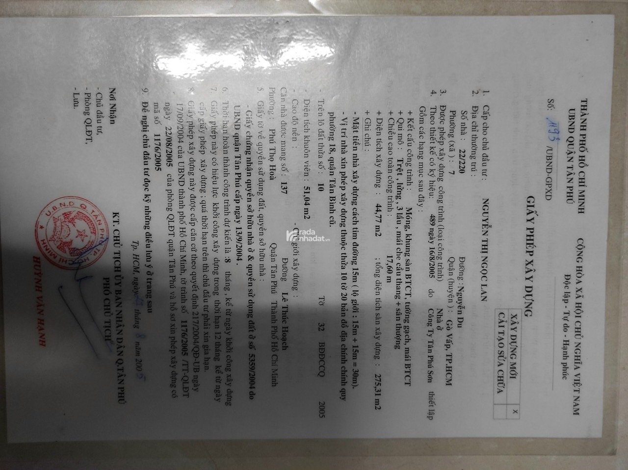 Chính chủ bán nhà mặt tiền đường Lê Thúc Hoạch