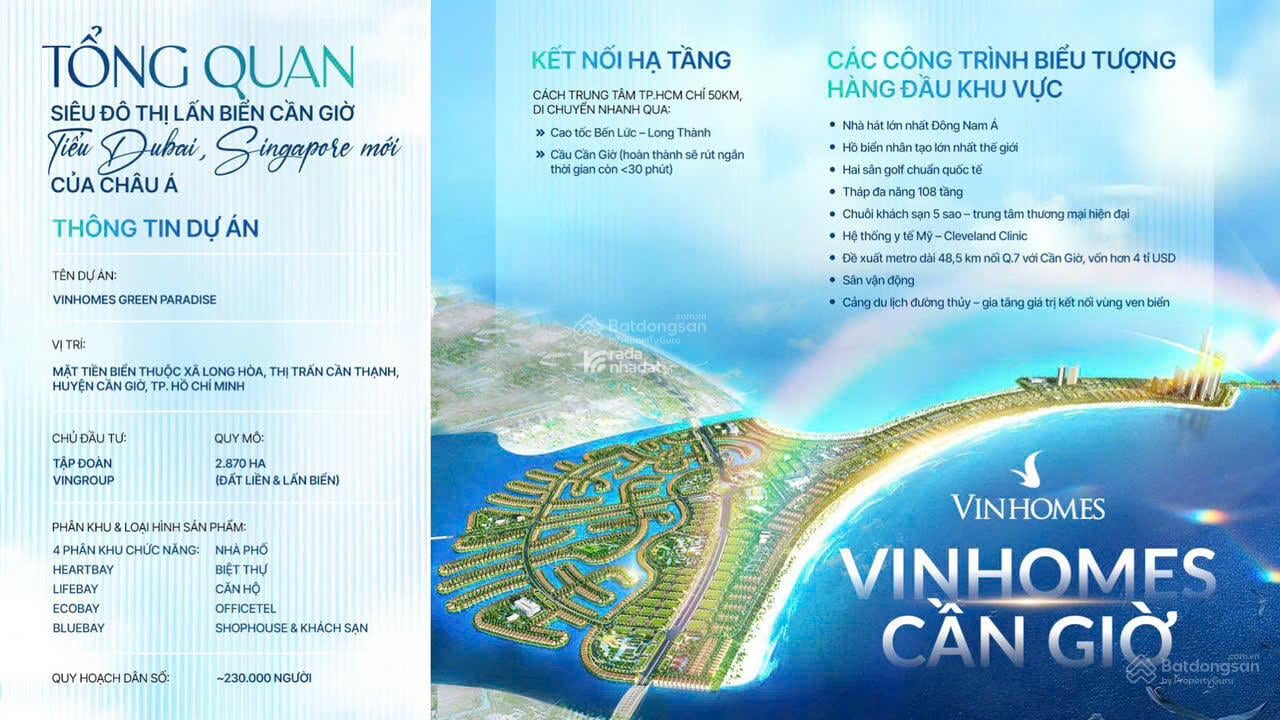 VINHOMES GREEN PARADISE CẦN GIỜ BIỆT THỰ, NHÀ PHỐ BIỂN ĐẲNG CẤP GIÁ CHỈ TỪ 98 TRIỆU/M2