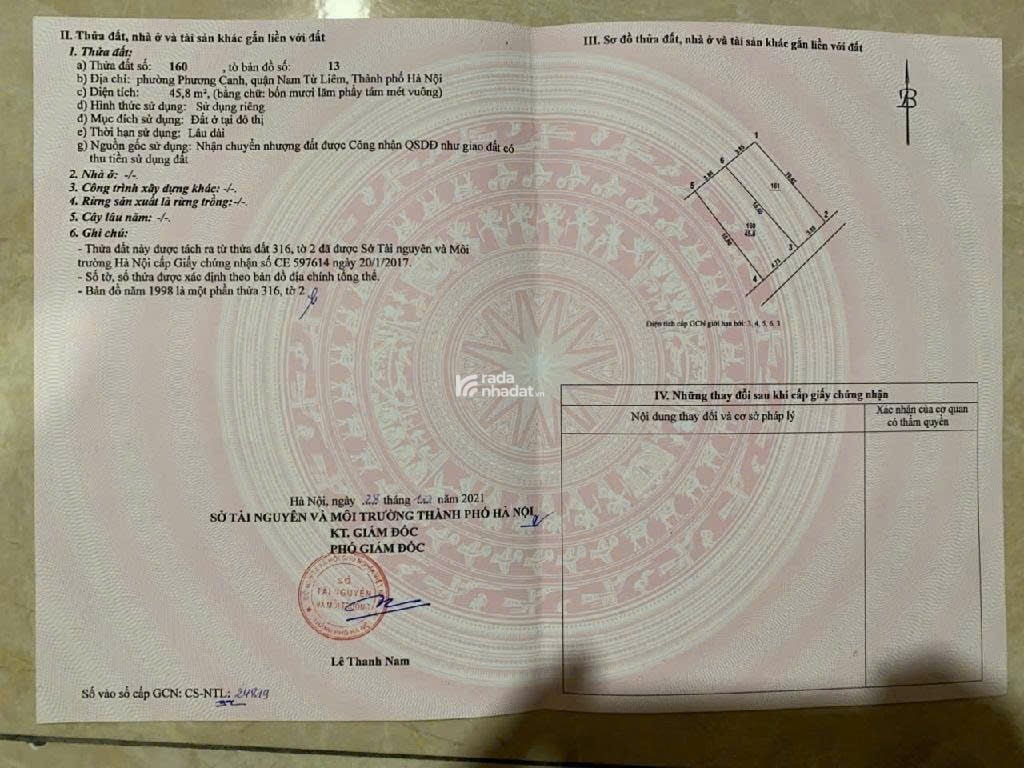 46m2 TẶNG NHÀ CẤP 4, Tu Hoàng Phương Canh, Xuân Phương, Nam Từ Liêm, 5.x tỷ