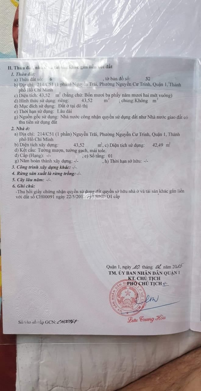 Chính chủ bán nhà hẻm Nguyễn Trãi 