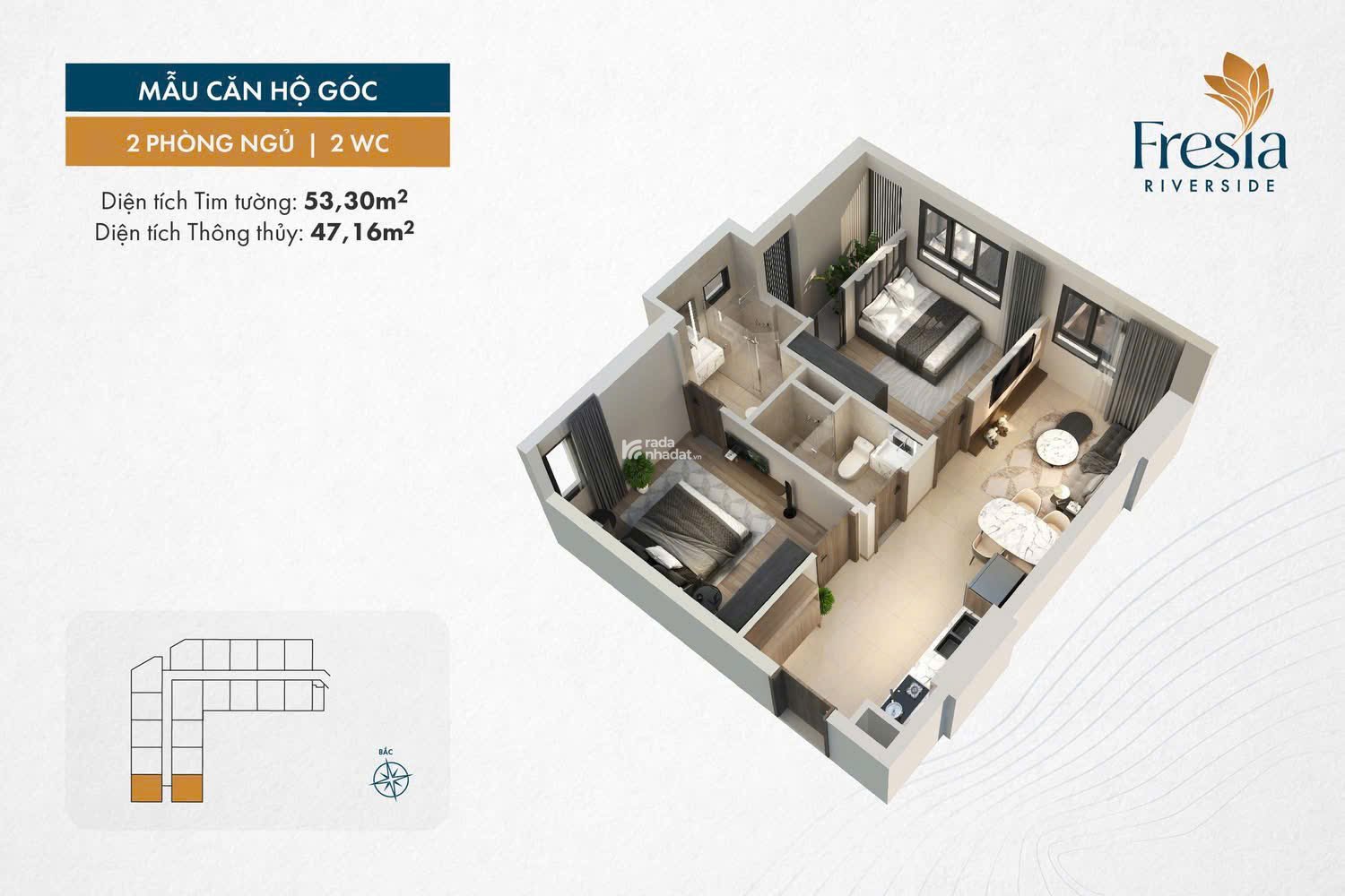Chỉ từ 1.79 tỷ CĂN HỘ FRESIA REVERSIDE VIEW SÔNG SỐNG ĐỈNH
