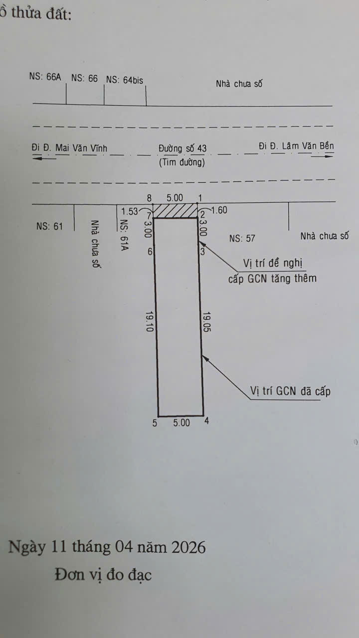 Nhà cấp 4 DT 4x20m - 8x20m - 12x20m đường số phường Tân Quy Quận 7