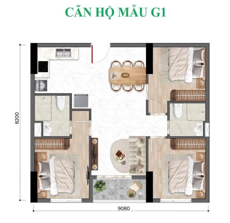Bán Căn Hộ 3 Phòng Ngủ Mặt Tiền Quốc Lộ 13. DT: 75m2 