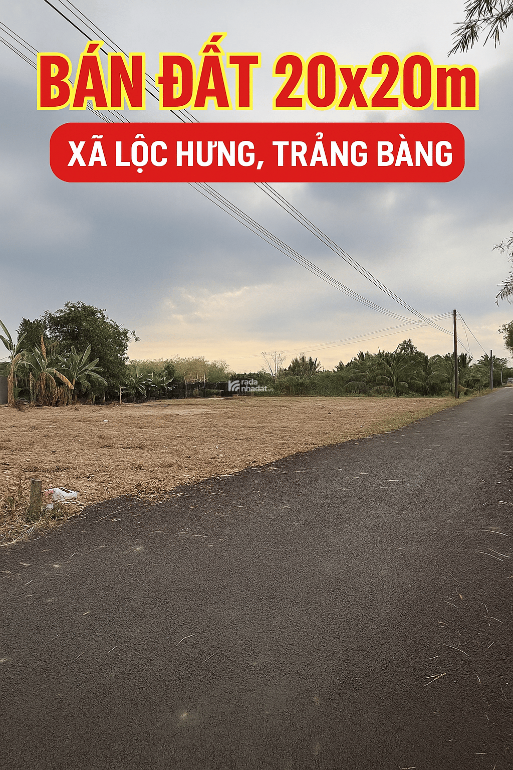 Bán đất 20x20m xã Lộc Hưng Trảng Bàng,Sổ hồng đường hương lộ 2