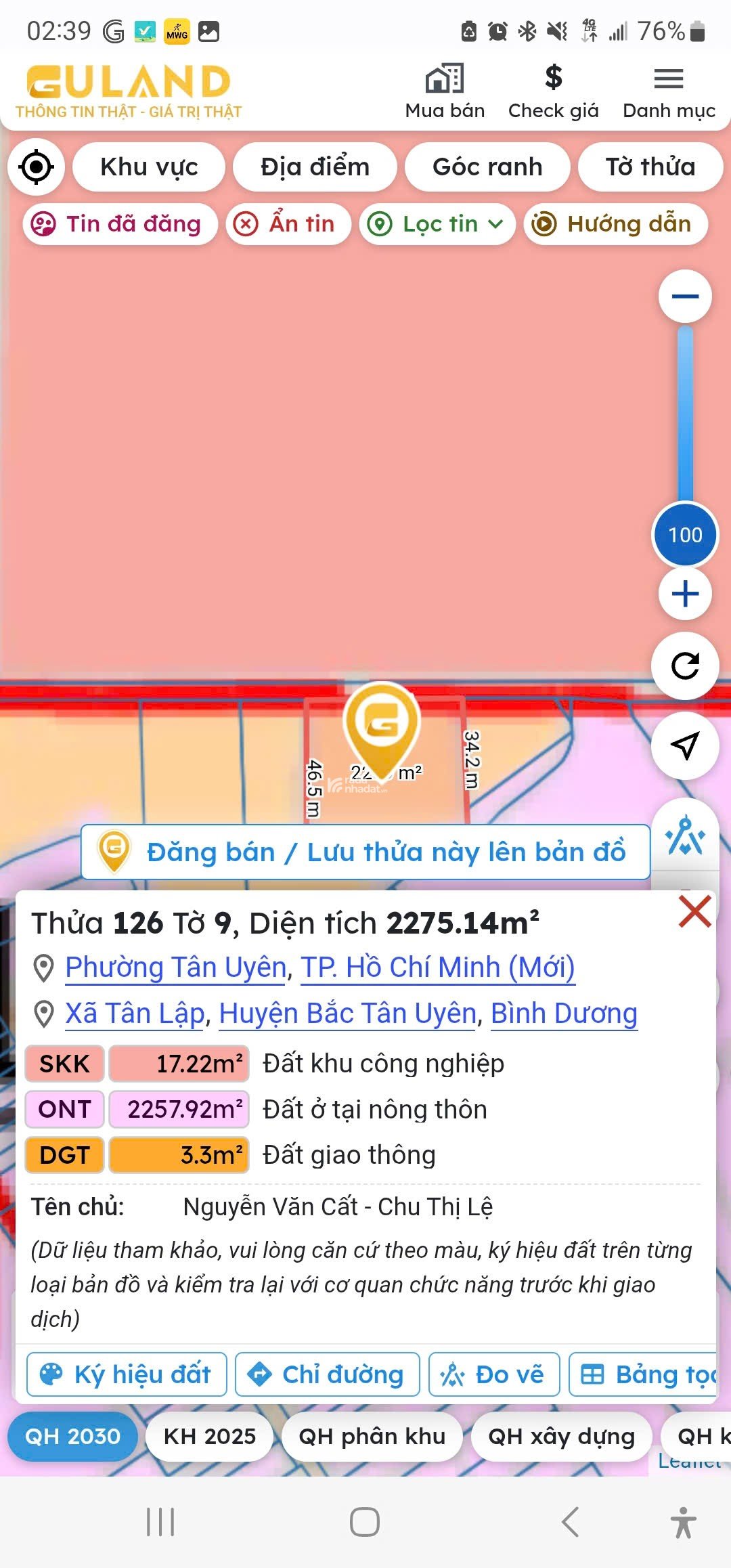 Đất khu vực Tân Lập Phường Tân Uyên 