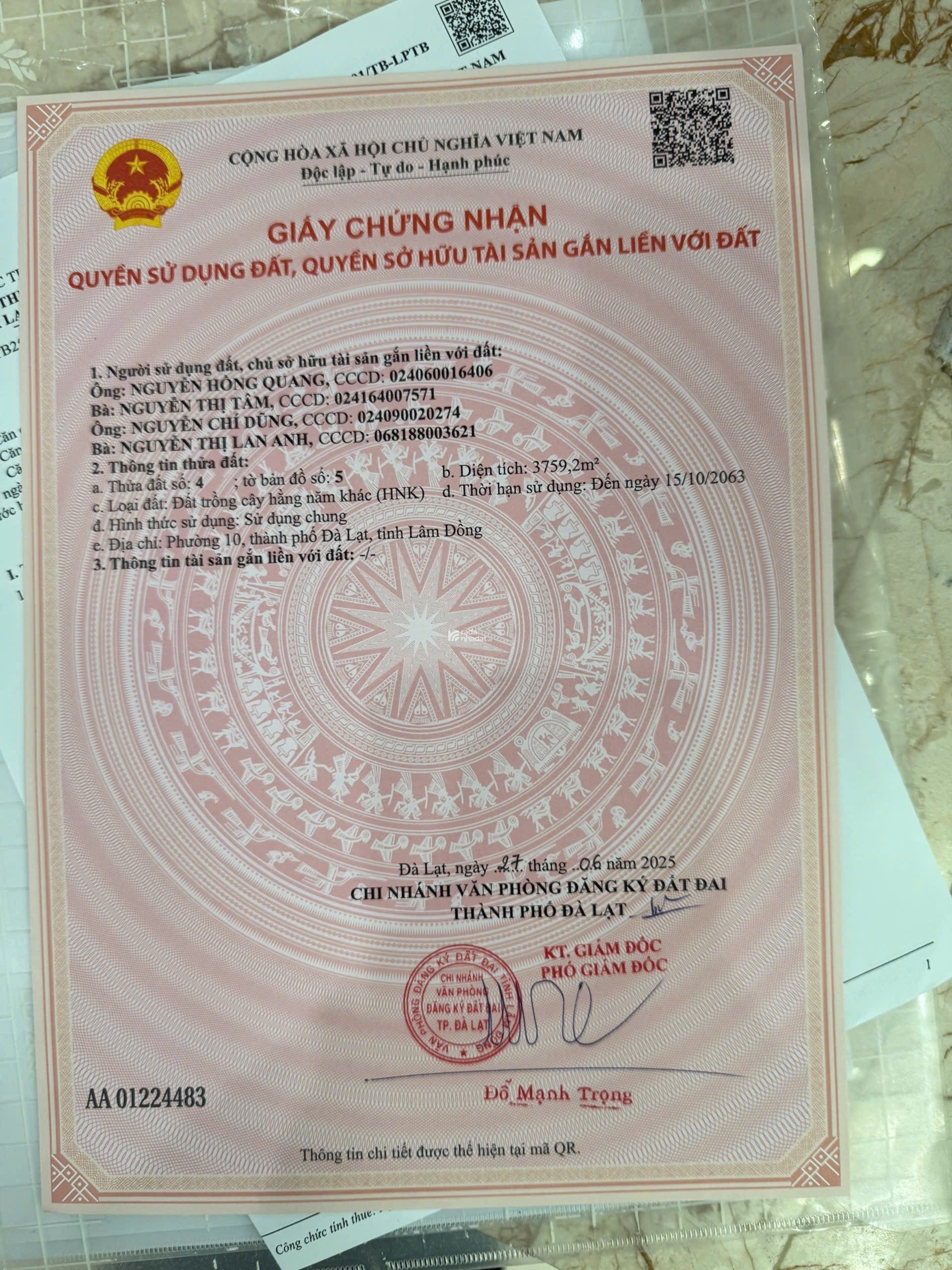 Bán đất Thổ Cư ở Trần Thái Tông, Đà Lạt