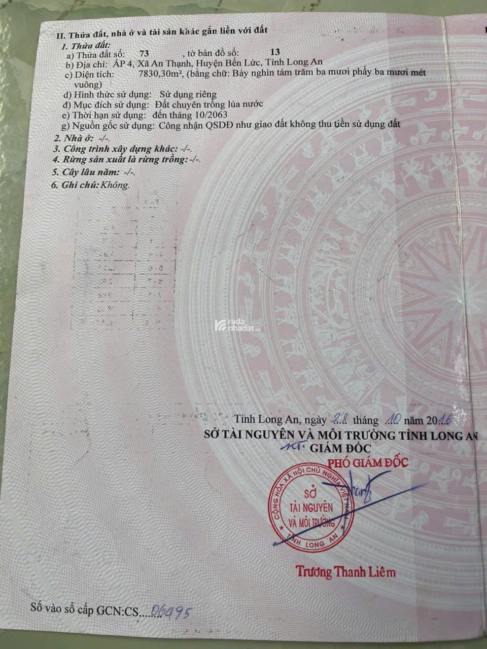 Bán đất lúa (chính chủ), gần KDC Nam Long, An Thạnh, Bến Lức, Long An