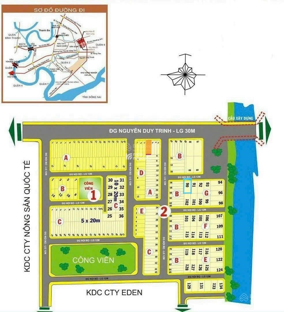 Đất nền BT liên kế vị trí đẹp BTĐ, KDC Trường Thịnh Q2, DT 160,8m2, sổ Hồng - 19,2 tỷ